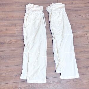 2 pairs MATERNITY White scrub pants koi light large